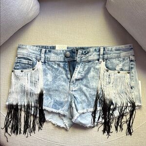 NWT Fringe Denim Shorts